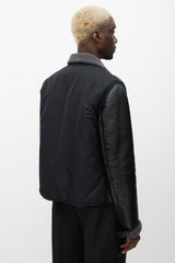 Lanvin Black & Grey Leather Shearling Jacket