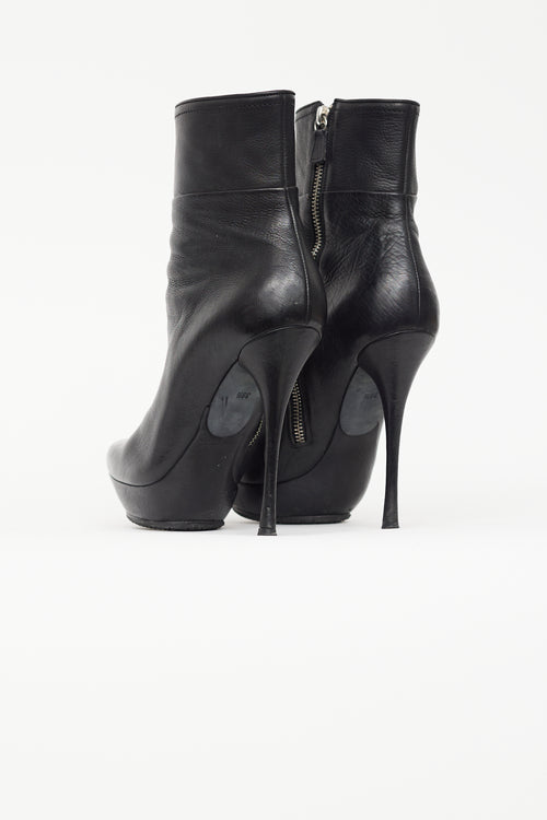 Lanvin Black Leather Platform Stiletto Ankle Boot