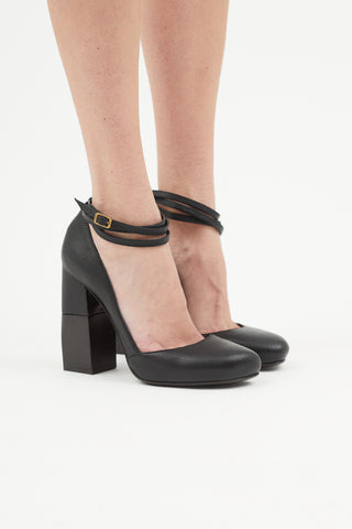 Lanvin Black Leather Strappy Heel