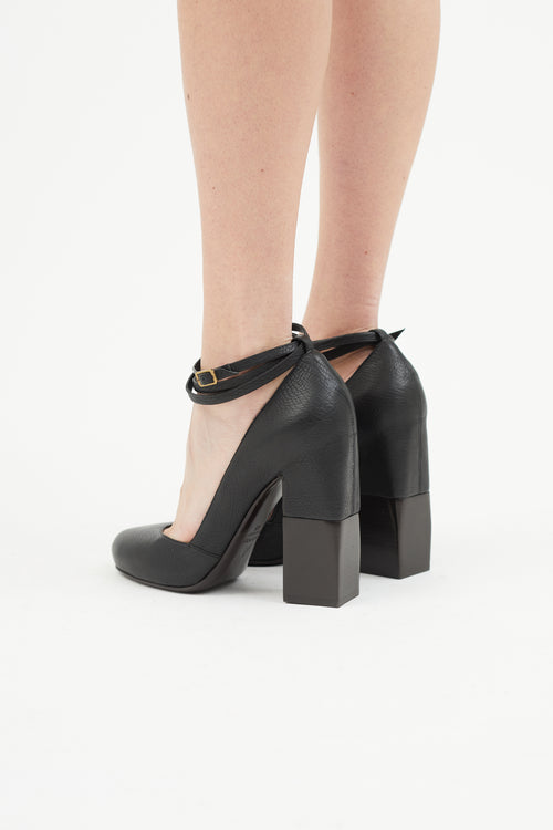 Lanvin Black Leather Strappy Heel