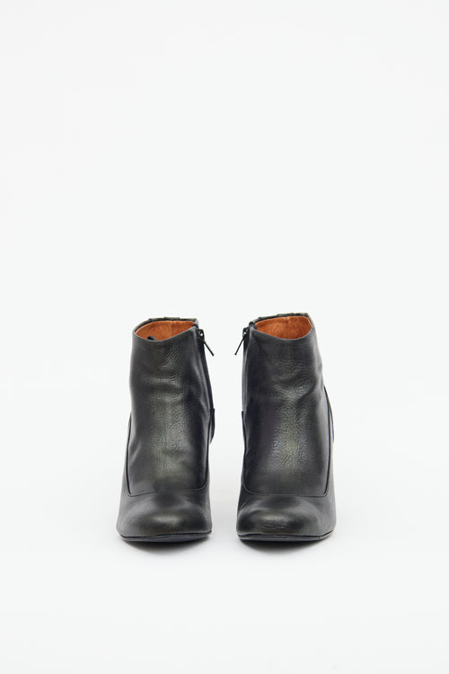 Lanvin Black Leather Wedge Zip Boots