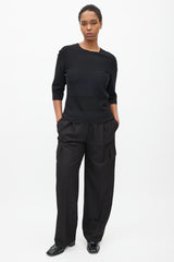 Lanvin Black & Navy Panelled Zip Top