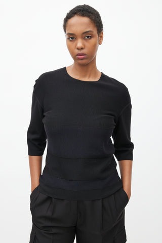 Lanvin Black & Navy Panelled Zip Top