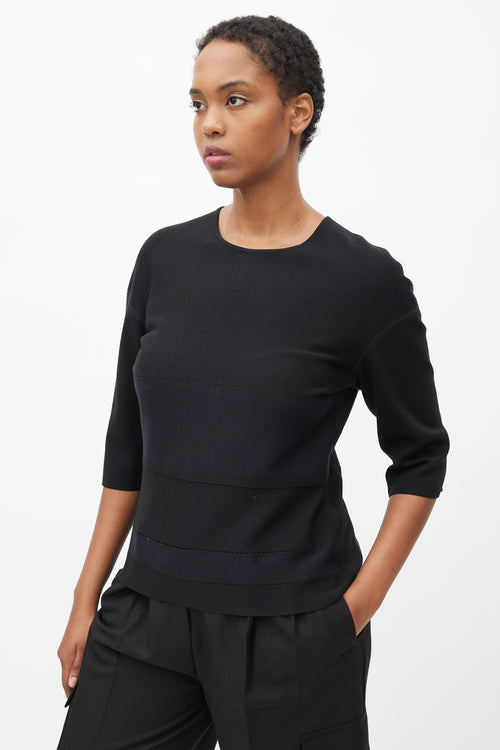 Lanvin Black & Navy Panelled Zip Top