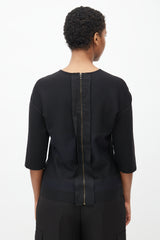 Lanvin Black & Navy Panelled Zip Top