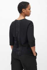 Lanvin Black & Navy Panelled Zip Top