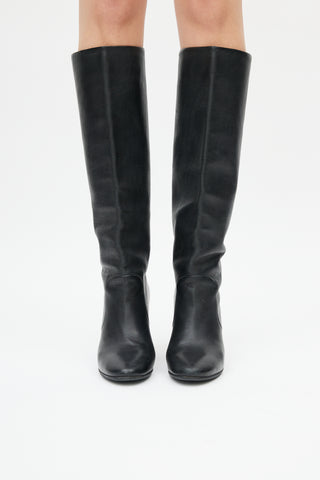 Lanvin Black Leather Knee High Boot