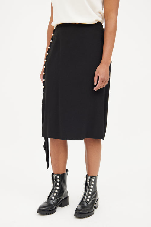 Lanvin Black Pearl & Slit Detail Skirt