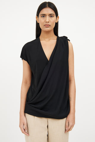 Black Draped Sleeveless Top