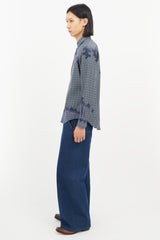 Lanvin Blue & Multicolour Silk Geometric Shirt