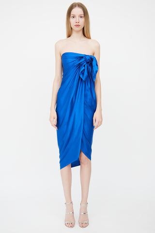 Lanvin Royal Blue Sleeveless Silk Dress