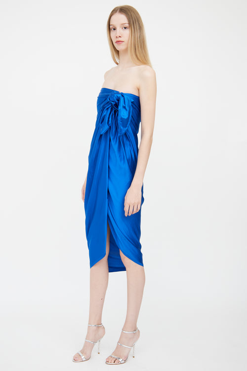 Lanvin Royal Blue Sleeveless Silk Dress