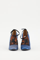 Lanvin Blue Satin Caged Pump