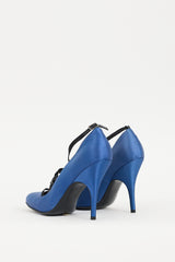 Lanvin Blue Satin Caged Pump
