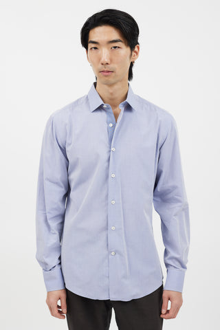 Lanvin Blue & White Button Long Sleeve Shirt