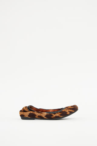 Lanvin Black & Brown Faux Fur Flat