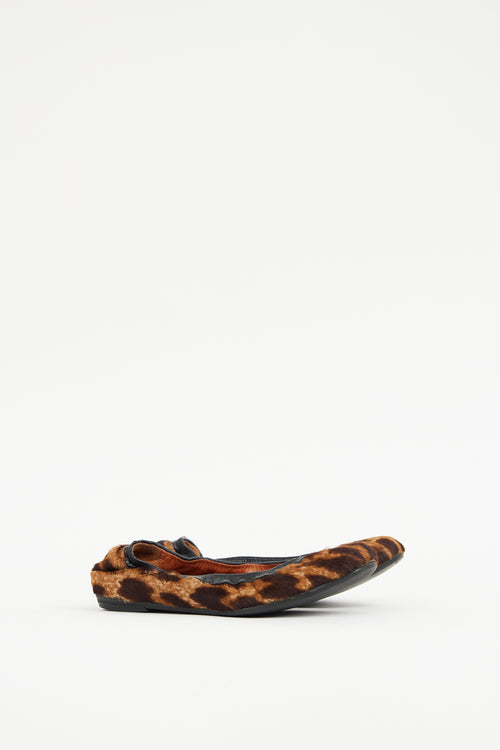 Lanvin Black & Brown Faux Fur Flat