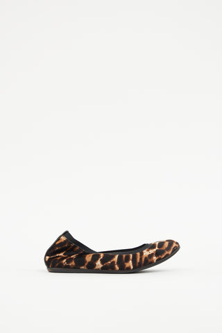 Lanvin Black & Brown Faux Fur Flat