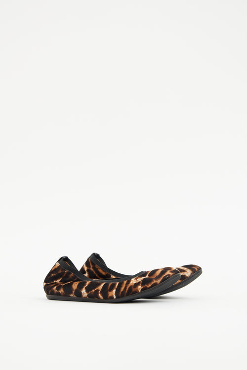 Lanvin Black & Brown Faux Fur Flat