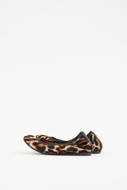 Lanvin Black & Brown Faux Fur Flat