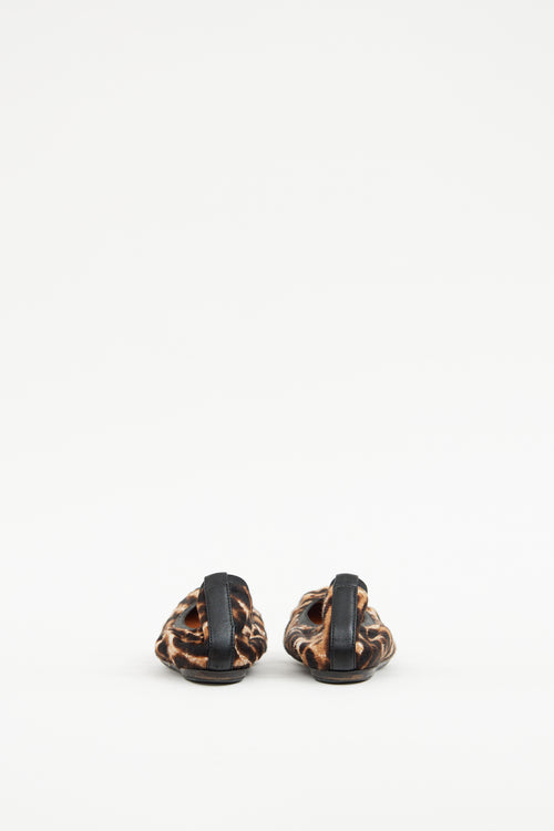 Lanvin Black & Brown Faux Fur Flat