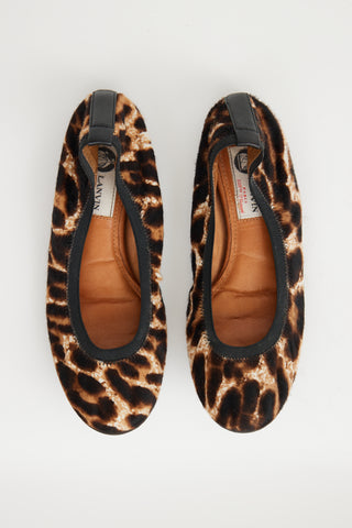 Lanvin Black & Brown Faux Fur Flat