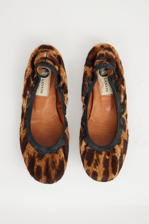 Lanvin Black & Brown Faux Fur Flat