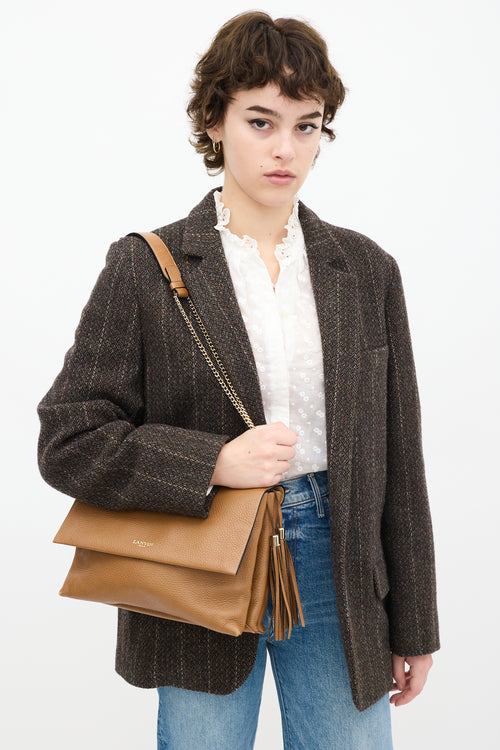 Brown Leather Tassel Shoulder Bag