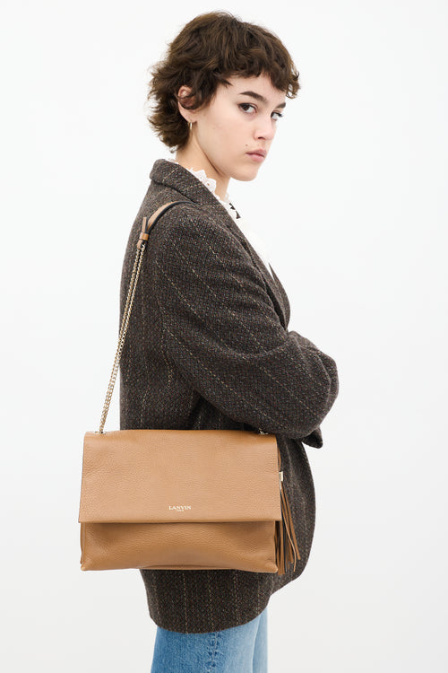 Brown Leather Tassel Shoulder Bag