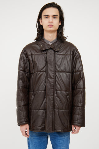 Lanvin Brown Quilted Leather Jacket