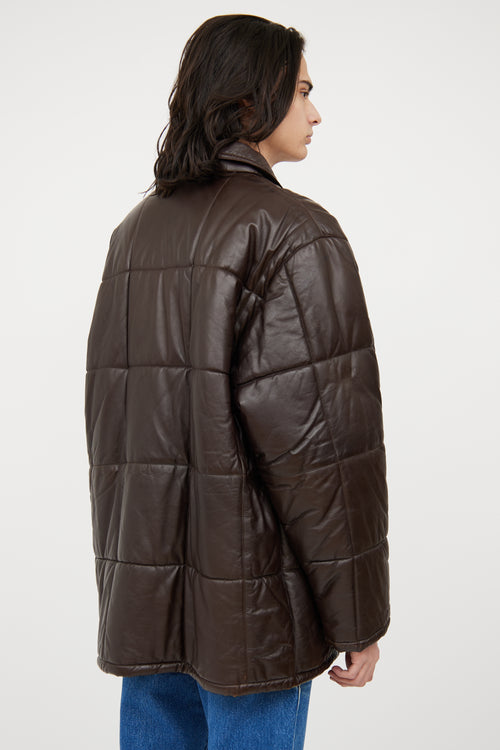 Lanvin Brown Quilted Leather Jacket