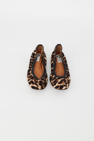 Lanvin Brown & Black Textured Flat