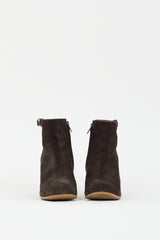 Lanvin Brown Suede Ankle Wedged Boot