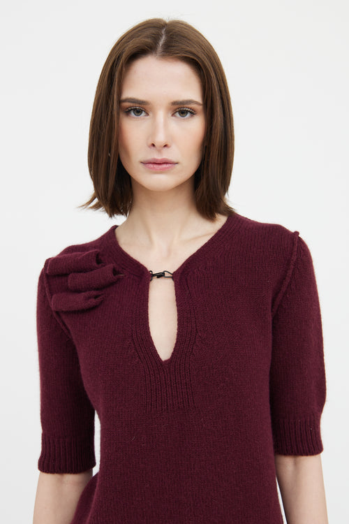 Lanvin Winter 2014 Burgundy Wool Knit Sweater