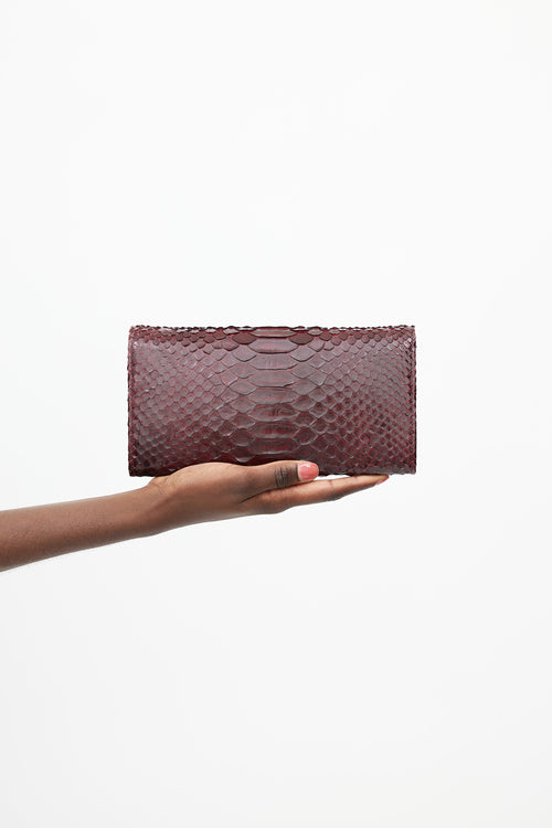 Lanvin Burgundy Embossed Leather Clutch