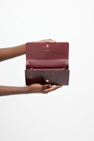Lanvin Burgundy Embossed Leather Clutch