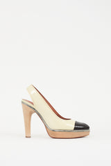Lanvin Cream & Brown Patent Leather Pump