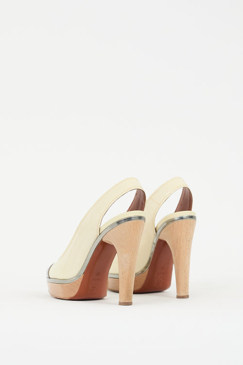 Lanvin Cream & Brown Patent Leather Pump