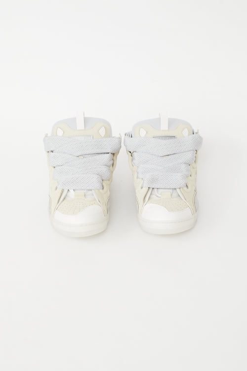 Lanvin Cream & Grey Leather Curb Sneaker