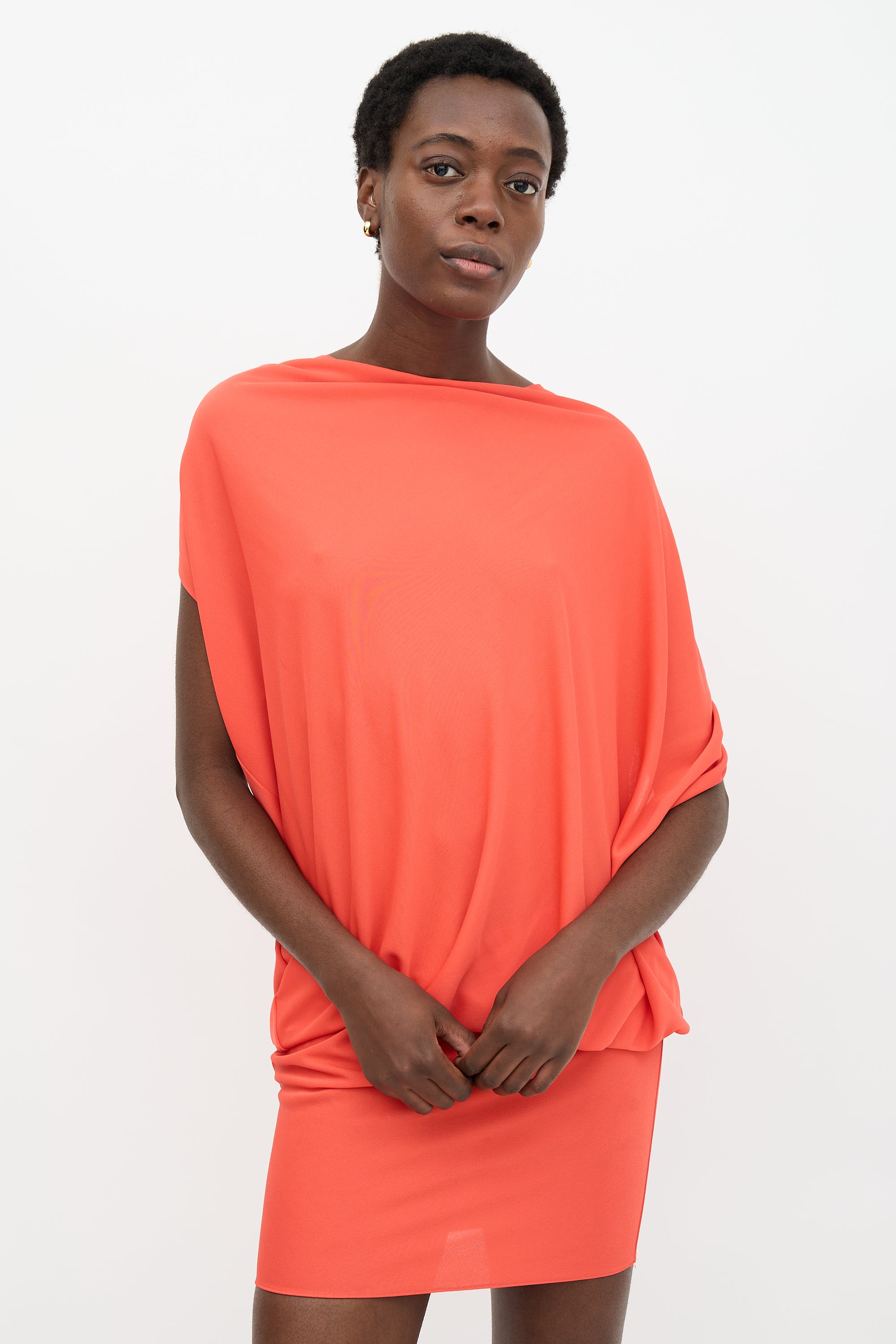 lanvin orange dress Lanvin // Draped Drop Waist Dress – VSP Consignment
