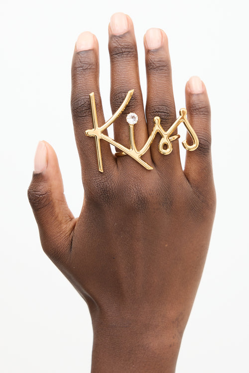 Lanvin Gold Kiss Jewel Double Ring