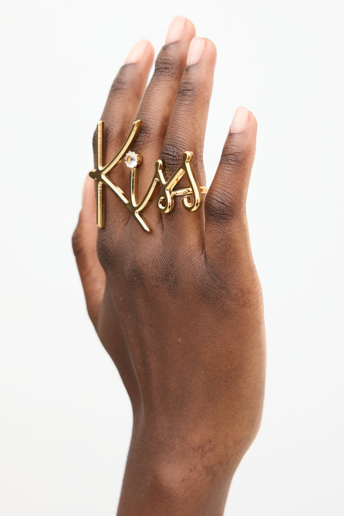 Lanvin Gold Kiss Jewel Double Ring