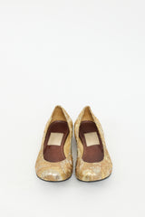 Lanvin Gold Metallic Jacquard Flat