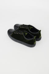 Lanvin Dark Green Velvet & Black Patent Sneaker