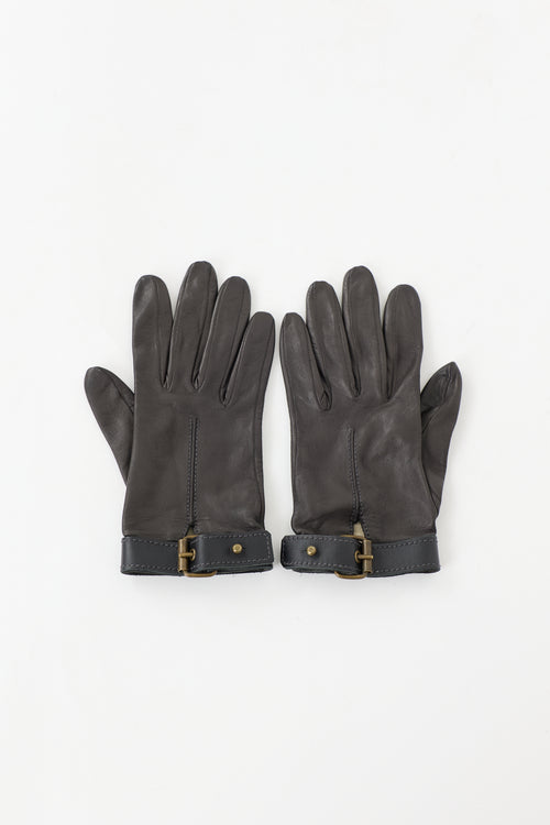 Lanvin Leather Buckle Cuff Gloves