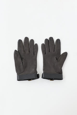 Lanvin Leather Buckle Cuff Gloves