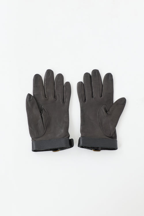 Lanvin Leather Buckle Cuff Gloves