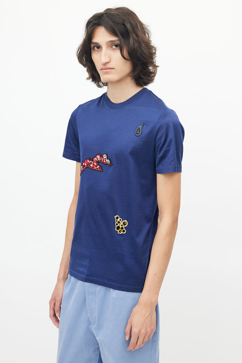 Lanvin Navy Embroidered Patched T-Shirt