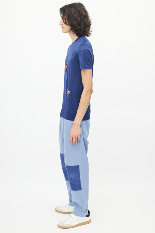 Lanvin Navy Embroidered Patched T-Shirt