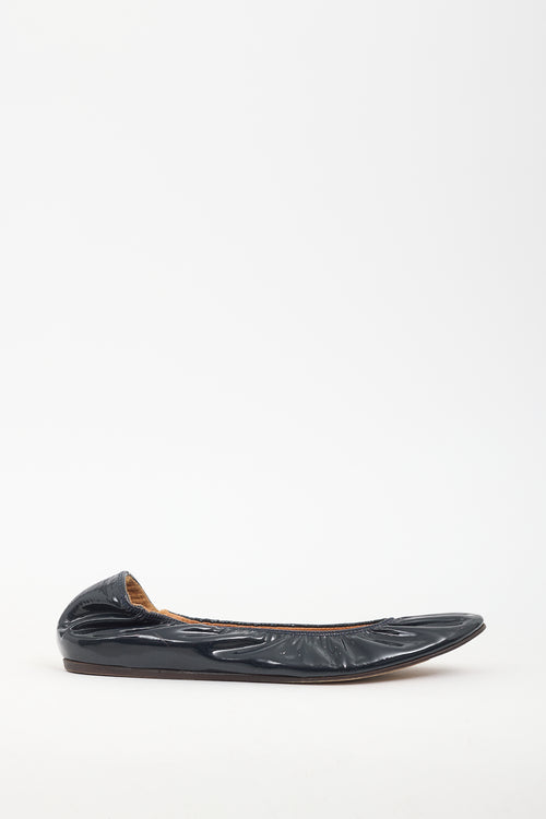 Lanvin Navy Patent Leather Flat